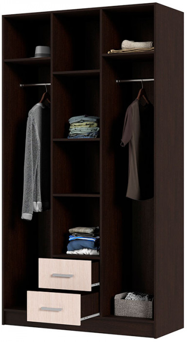 Трио шкаф 3-х ств (1200*2200*500 мм) венге/дуб белфорд