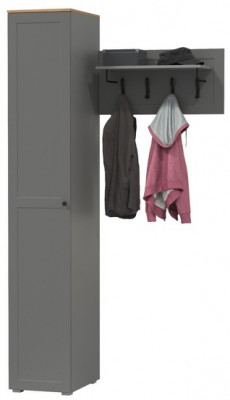 Остин Прихожая 13, цвет серый графит/дуб крафт золотой, ШхГхВ 119,7х54,3х229,6 см., универсальная сборка