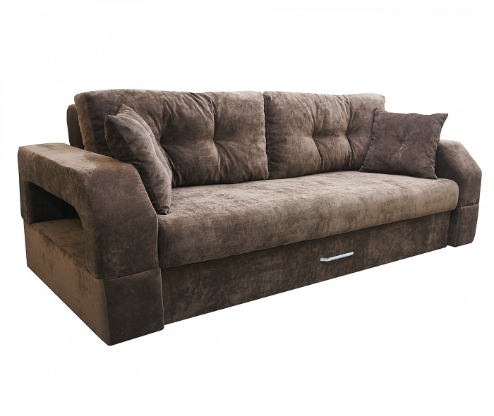 Диван-еврокнижка Манчестер, пружинный блок, 150х195, подсветка, велюр коричневый