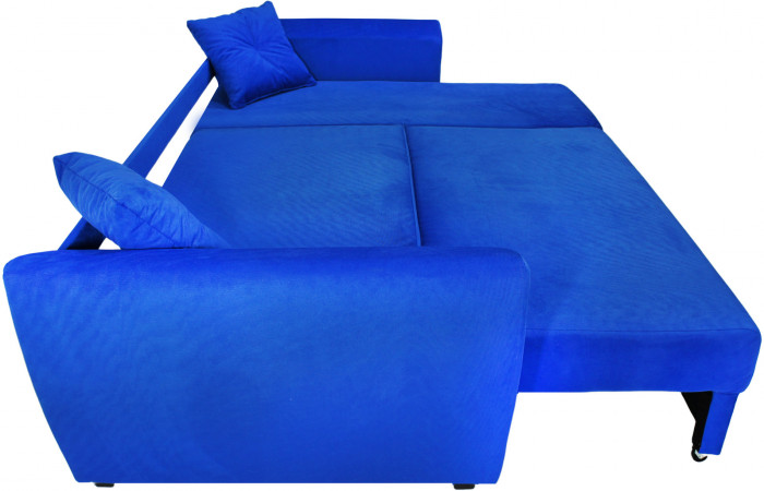 Диван-еврокнижка угловой Амстердам Люкс, 160х200, велюр синий