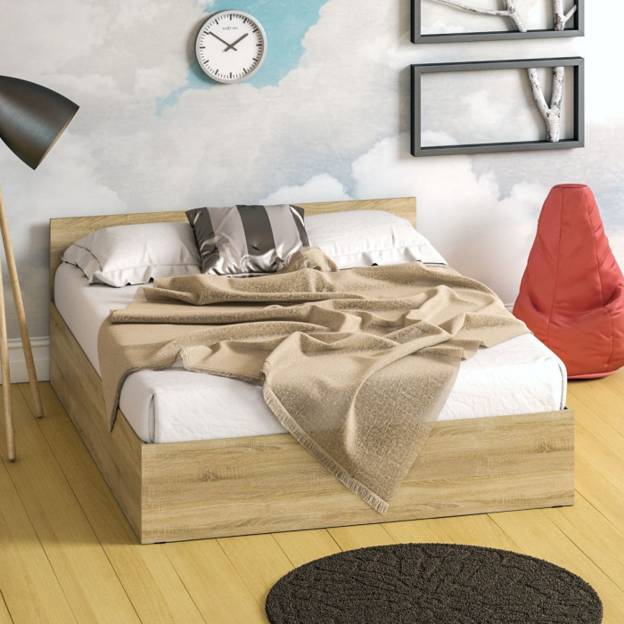 Стандарт Кровать 1600, цвет дуб сонома, ШхГхВ 163,5х203,5х70 см., сп.м. 1600х2000 мм., без матраса, основание есть