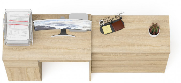 Мори Стол компьютерный МС-1 левый + Комод МК800.1, цвет дуб сонома, ШхГхВ 170,4х50х76,6 см., выдвижной ящик слева, НЕ универсальная сборка