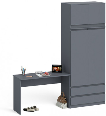 Мори письменный стол МСП1200.1 + Шкаф МШ900.1 + Антресоль МА900.1, графит