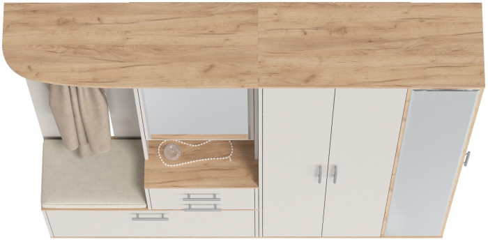 Прихожая Домино 5, дуб крафт золотой/кашемир серый