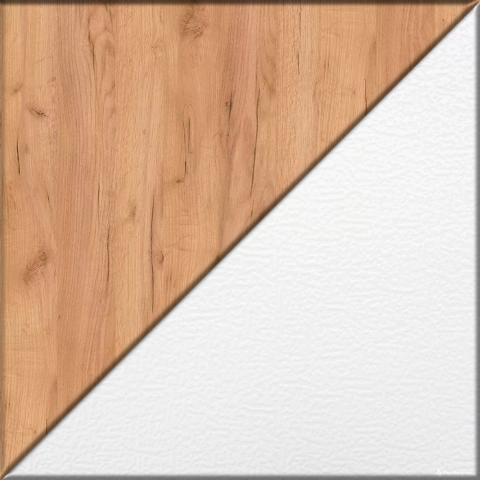 Лидер-8 Стол + Полка + Тумба МД 3.16 + Тумба МД 3.19, белый шагрень/крафт золото