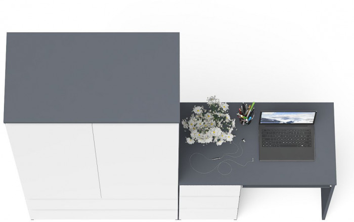 Мори компьютерный стол МС-6 левый + Шкаф МШ900.1, графит/белый