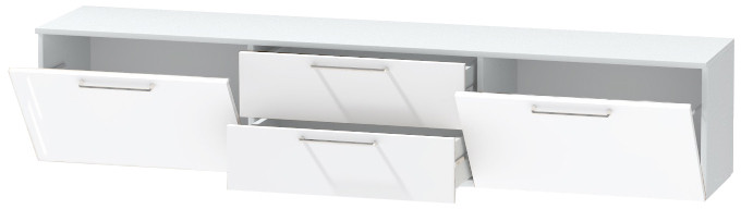 Тумба-4 под ТВ подвесная "Иннэс-7", Белый/Белый глянец