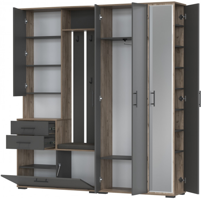 Прихожая Домино 5, дуб крафт табачный/графит