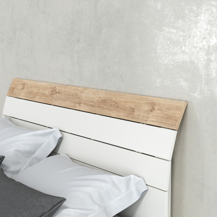 Муссон Кровать 11.41 + ортопед + 13.97 + Зеркало СВК + Тумба ТВ 13.276, цвет белый/чёрный/дуб эндгрейн элегантный, сп. м. 1600х2000 мм., б/м