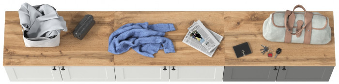 Остин 13.257 Тумба + 13.257 Тумба + 13.257 Тумба, цвет белый шагрень/серый графит/дуб крафт золотой, ШхГхВ 240х41,9х43,7 см., универсальная сборка