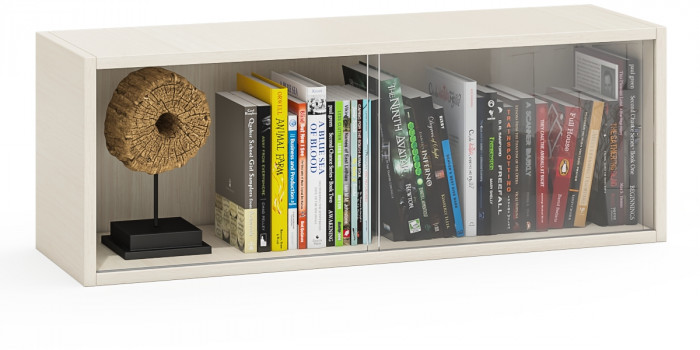 Полка книжная С-МД-КН01, цвет дуб, ШхГхВ 83х25х30 см., стеклянные дверцы