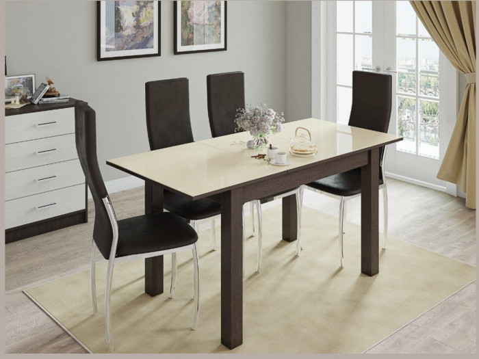 Стол обеденный Бруно 1000х600 венге/лакобель ваниль