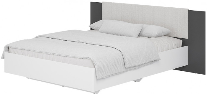 Кровать Шарм КР-18 160х200, настил,Графит, Белый