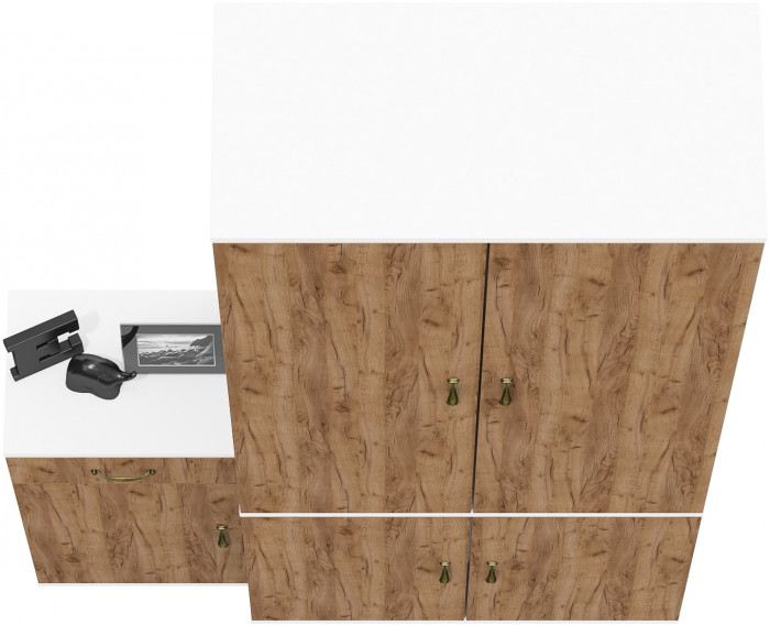 Лидер-8 Шкаф МД 20Б + Тумба МД 3.15, цвет белый шагрень/крафт золото, ШхГхВ 120х37,5х190 см., НЕ универсальная сборка