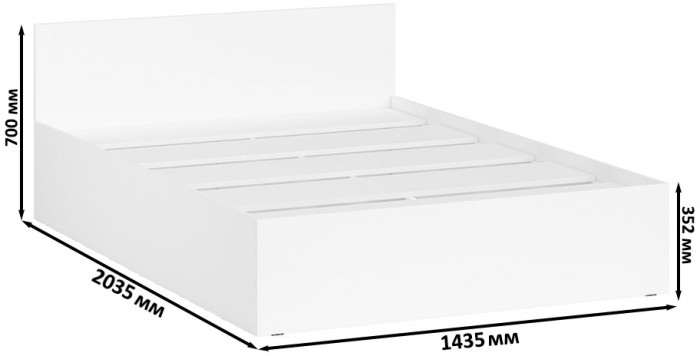 Мори Кровать 1400, цвет белый, ШхГхВ 143,5х203,5х70 см., сп.м. 1400х2000 мм., без матраса, основание есть