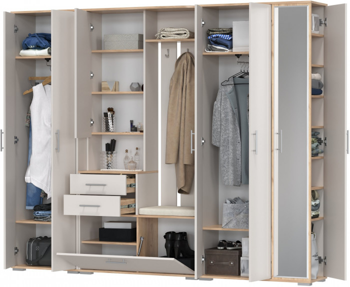 Прихожая Домино 6, дуб крафт золотой/кашемир серый