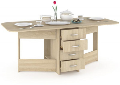 Глория 606М Стол-книжка с ящиками, дуб сонома