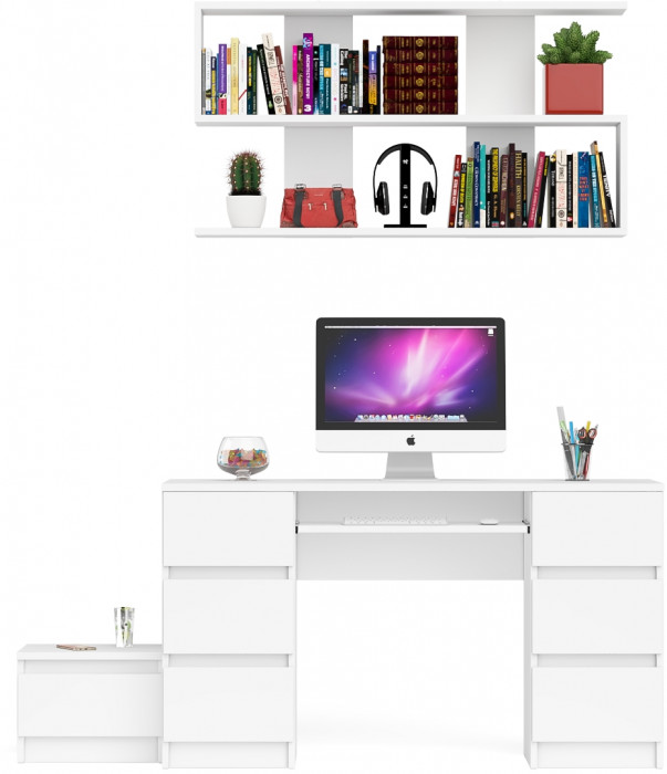 Мори компьютерный стол МС-2 + Тумба ТМП400.1 + Полка 1200, белый