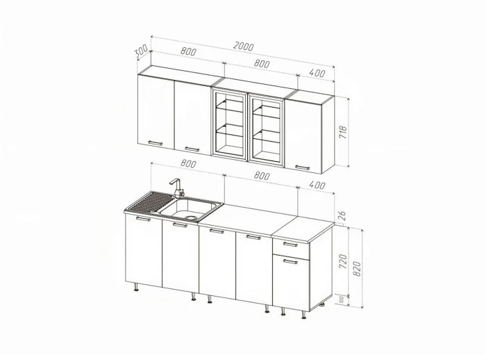 Кухня Рио NEW 2,0м (490) Компановка №3, Дуб крафт