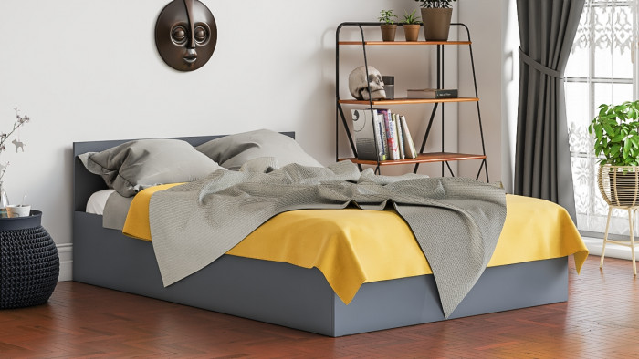 Мори Кровать 1400, цвет графит, ШхГхВ 143,5х203,5х70 см., сп.м. 1400х2000 мм., без матраса, основание есть