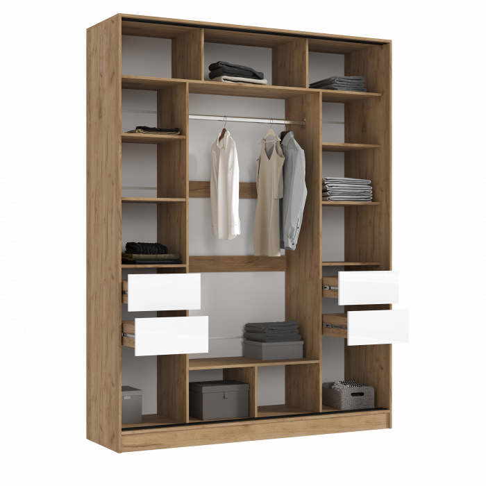 Шкаф-купе 1800 дуб крафт/белый глянец