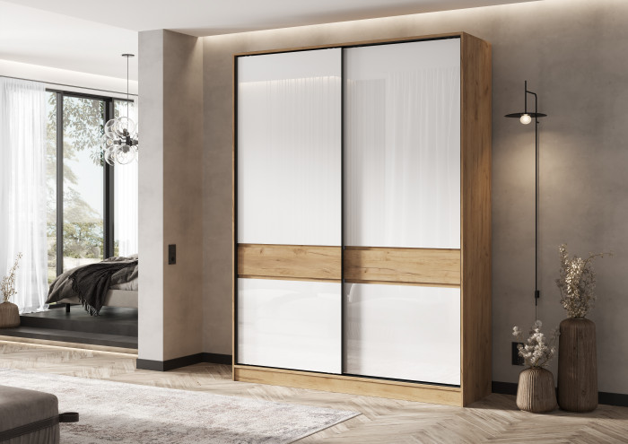 Шкаф-купе 1800 дуб крафт/белый глянец