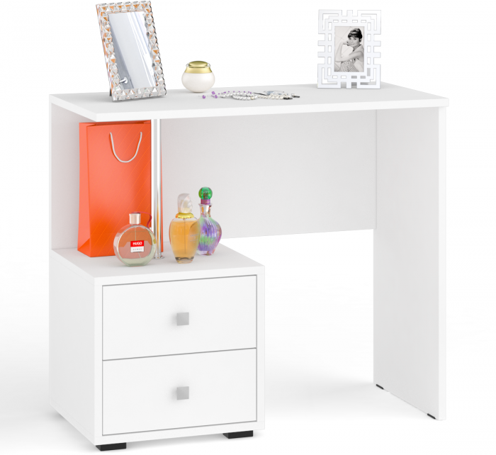 Камелия спальня № 10 Кровать с ящиками 1600 + Две тумбы + Стол косметич. + Зеркало + Комод + Шкаф, цвет белый, 1600х2000 мм., б/м, осн. есть