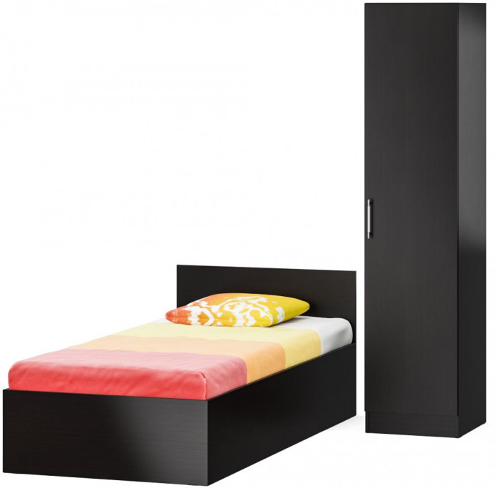 Кровать 0900 + Пенал Стандарт, цвет венге, ШхГхВ 93,5х203,5х70 + 45х52х200 см., сп.м. 900х2000 мм., без матраса, основание есть