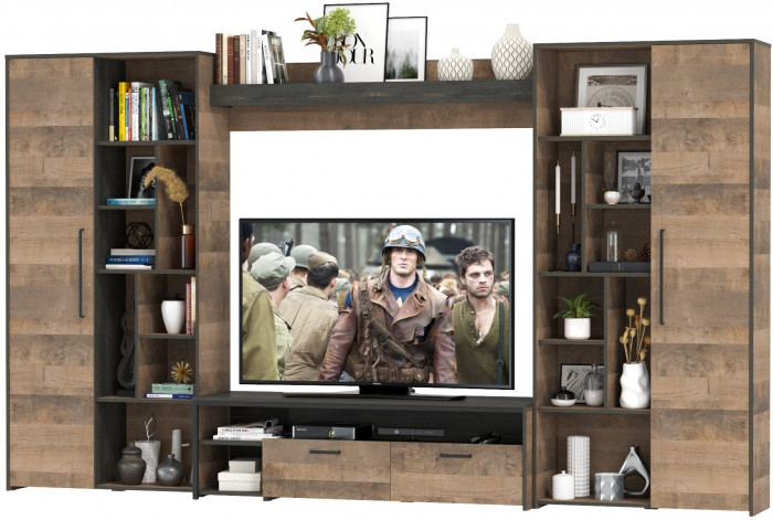 Трувор Гостиная 075, дуб гранж песочный/интра