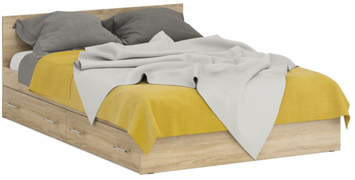 Кровать с ящиками 1400 + Шкаф 2-х створчатый Стандарт, дуб сонома