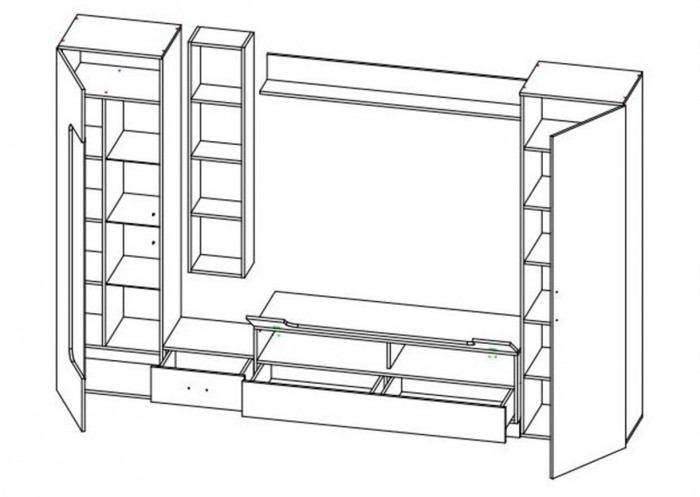 Лофт- 20 стенка ТВА Белый Снег/Черный