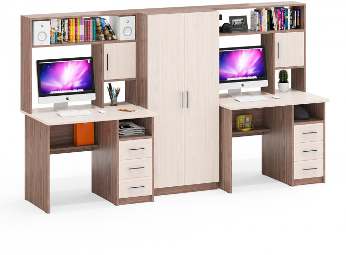 С-МД-СК9 Компоновка № 05, цвет ясень шимо светлый/ясень шимо тёмный, ШхГхВ 274х70х160 см., НЕ универсальная сборка