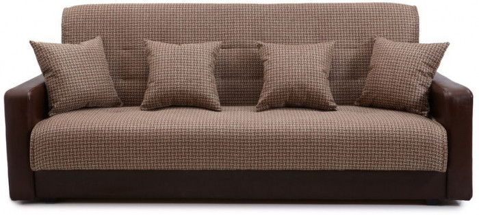 Диван-книжка Лондон, 120х190, рогожка/экокожа коричневая