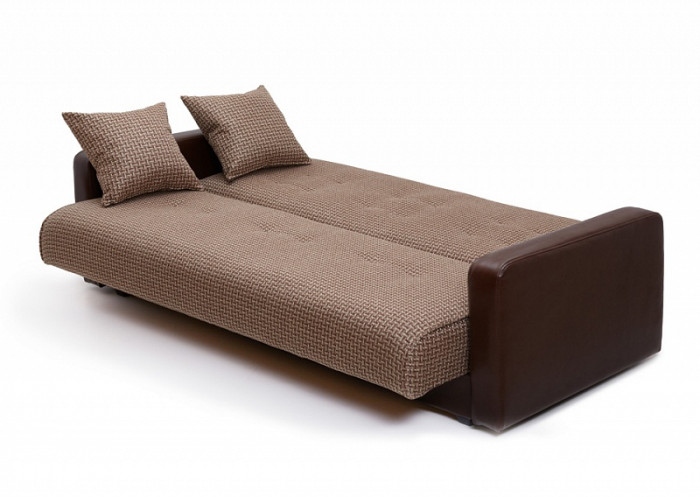 Диван-книжка Лондон, 120х190, рогожка/экокожа коричневая