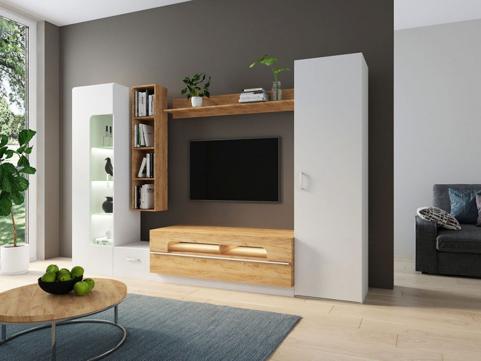 Лофт- 20 стенка ТВА Белый/Дуб Вотан