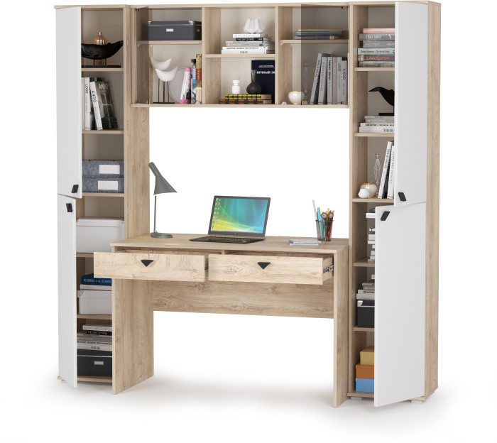 КР100 Бостон № 27, цвет дуб эндгрейн элегантный/фасады МДФ милк рикамо софт, 13.154+12.69+10.51+13.154, ШхГхВ 192,4х57,2х194,4 см.