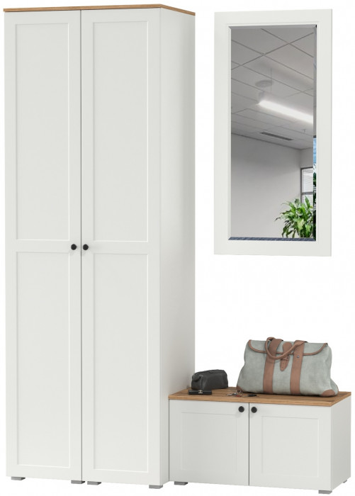 Остин Прихожая 36, белый шагрень/дуб крафт золотой