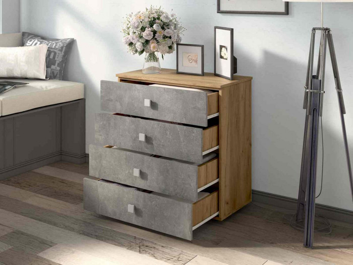 Комод Лофт-4 Дуб Крафт / Бетон ателье