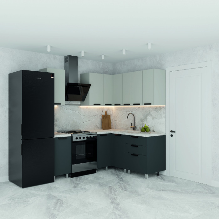 МК Аленушка Н2Я 600 Лаванда Сталь, скоба черный (со столешницей)