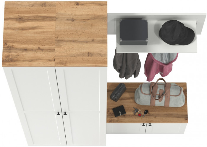 Остин Прихожая 37, белый шагрень/дуб крафт золотой