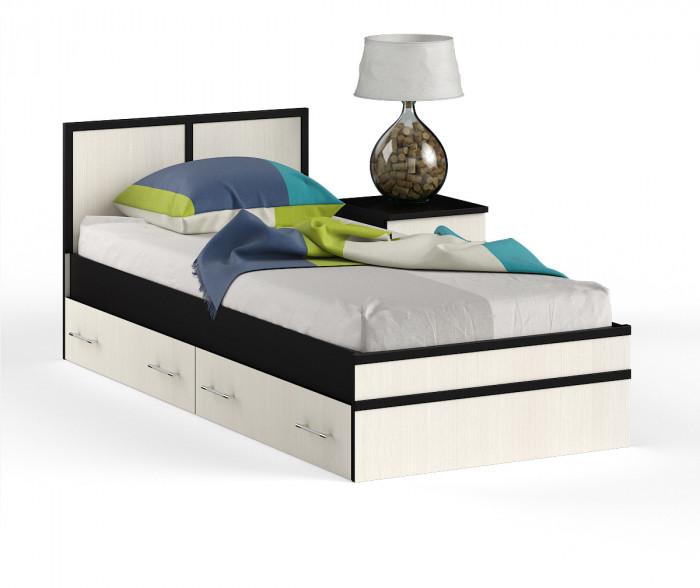 Сакура Кровать с ящиками 0900 + тумба, венге/дуб лоредо