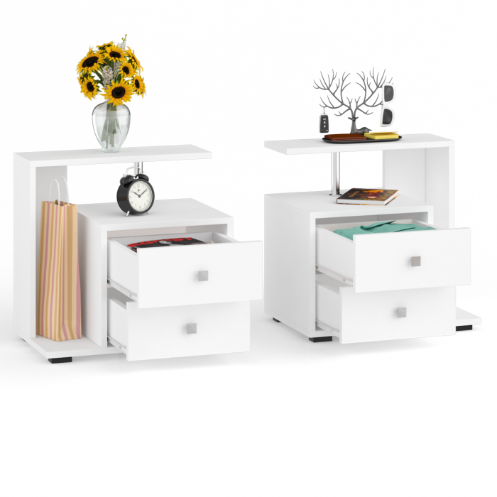 Камелия Тумба прикроватная - комплект из 2 шт.(левая + правая), белый