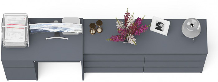 Мори компьютерный стол МС-1 левый + Комод МК1380.6, графит