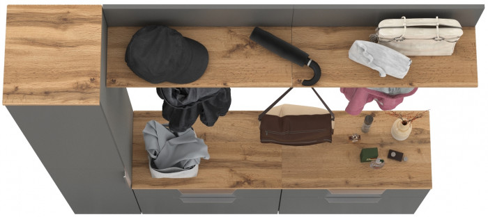 Октава Прихожая 34, серый графит/дуб крафт золотой/фасады МДФ серый графит