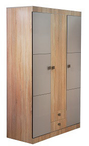 Шкаф трехдверный с ящиками "Лондон" - Дуб сонома/Капучино светлый