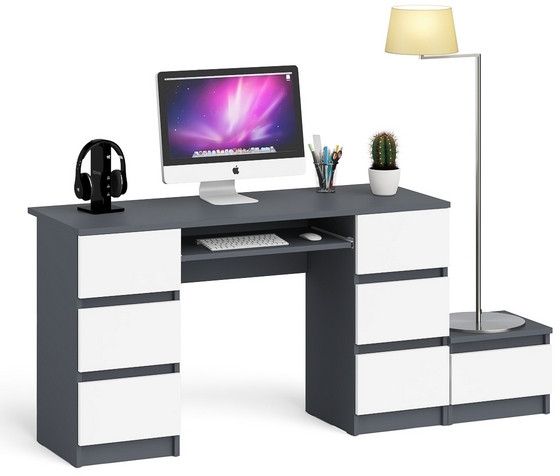 Мори Стол компьютерный МС-2 + Тумба ТМП400.1, цвет графит/белый, ШхГхВ 175,8х50х76,6 см., универсальная сборка