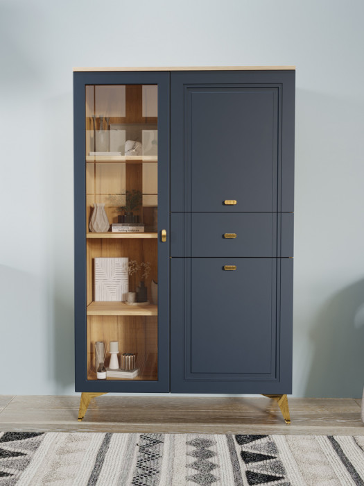 Шкаф низкий (1 стеклодверь) Вега Сапфир