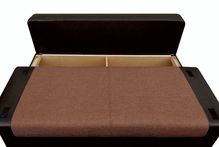 Диван-еврокнижка Амстердам Мини Люкс, 150х195 пружинный блок, рогожка/экокожа, черно-коричневый