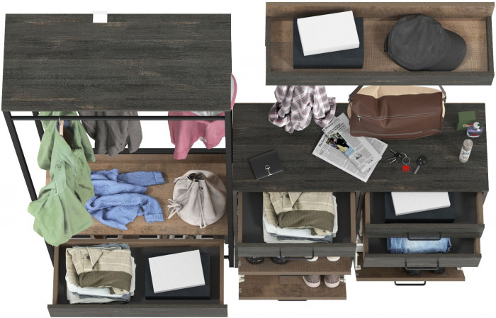 Трувор Прихожая 222, цвет дуб гранж песочный/интра, ШхГхВ 180х37х194,2 см., универсальная сборка