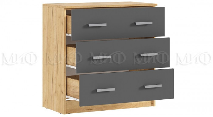 Комод 3 ящика (Дуб крафт/ Графит)